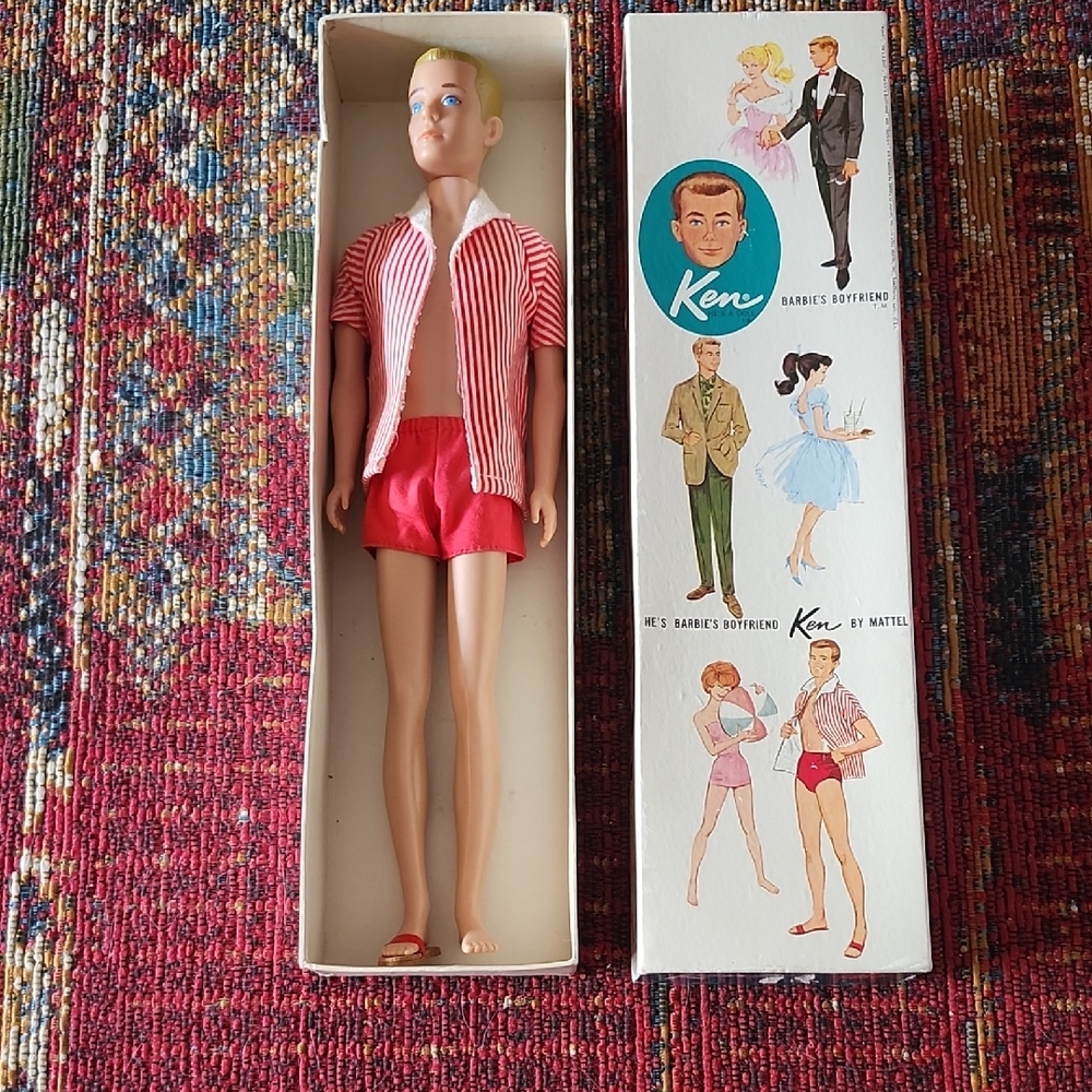Vintage Mattel Ken Doll in Red and White Outfit